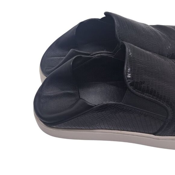 Vince Garvey Black Leather Snake Print Slip-On Mule Sneakers Size 8